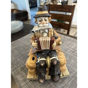 Melody In Motion “one Man Band Willie” 12” Porcelain Figurine Musical Clown READ